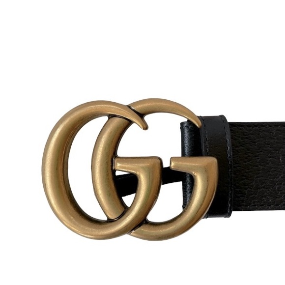 AUTHENTIC GUCCI WIDE LEATHER BELT WITH DOUBLE G BUCKLE SIZE 75 MSRP$778 AFTERTAX - Picture 3 of 16